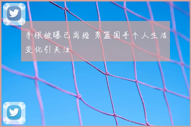 李根被曝已离婚 男篮国手个人生活变化引关注